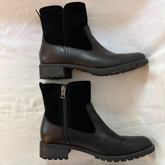 Timberland Bethel Black Suede/Leather Biker Moto Ankle Boot Women's Size 8 - Picture 13 of 13